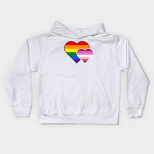 Lipstick Lesbian Double Heart Kids Hoodie